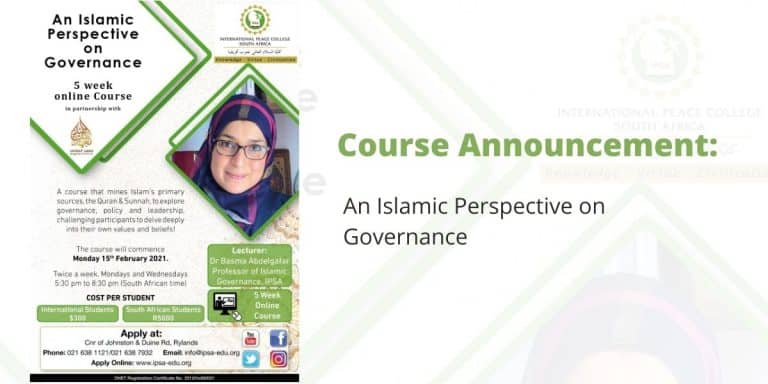 Course Announcement: An Islamic Perspective on Governance